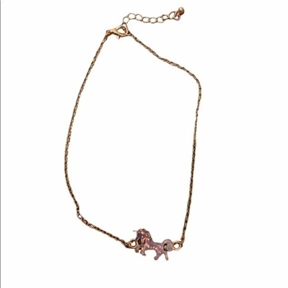 Purple Sparkle Unicorn Rose Gold Color Anklet- 12 Inches